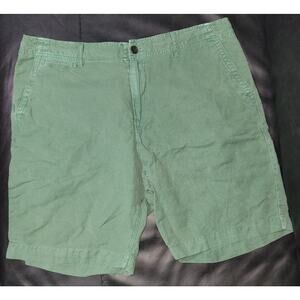 Lucky Brand Linen Blend Inner Drawstring Flat Front Green Chino Shorts Men's 38